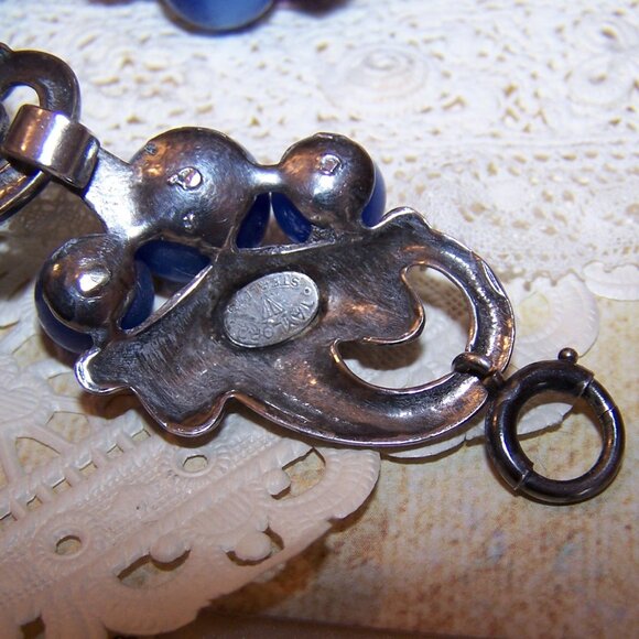 Taylord Sterling Silver Blue Moonglow Bead Link Bracelet - 7.25" Long - Picture 8 of 9